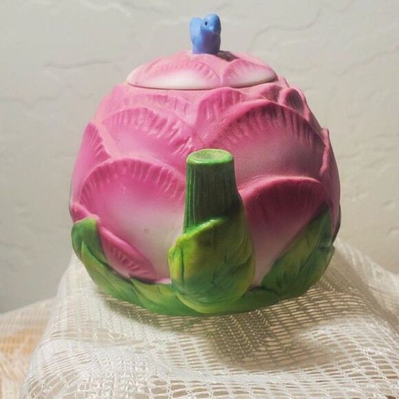 Avon Pink Peony Flower Teapot with a Blue Bird Lid ~Vintage~ - Picture 6 of 7